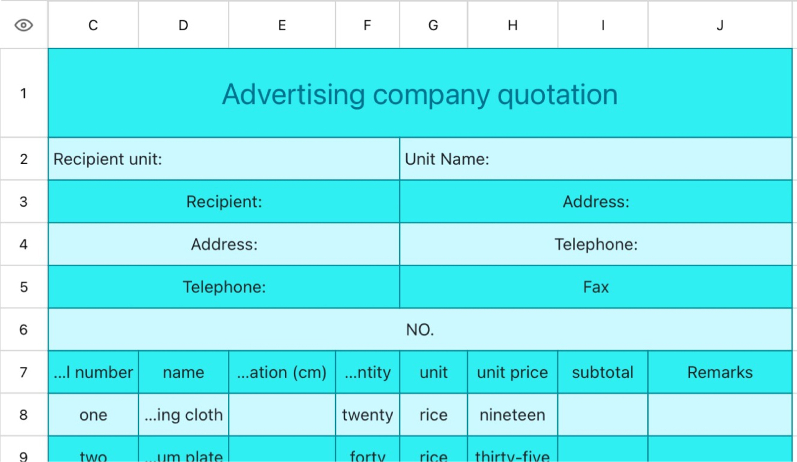 Advertising company quotation
